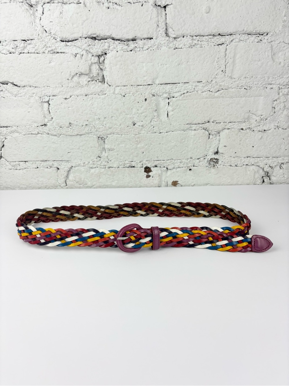 Vintage Multicolor Braided Leather Belt